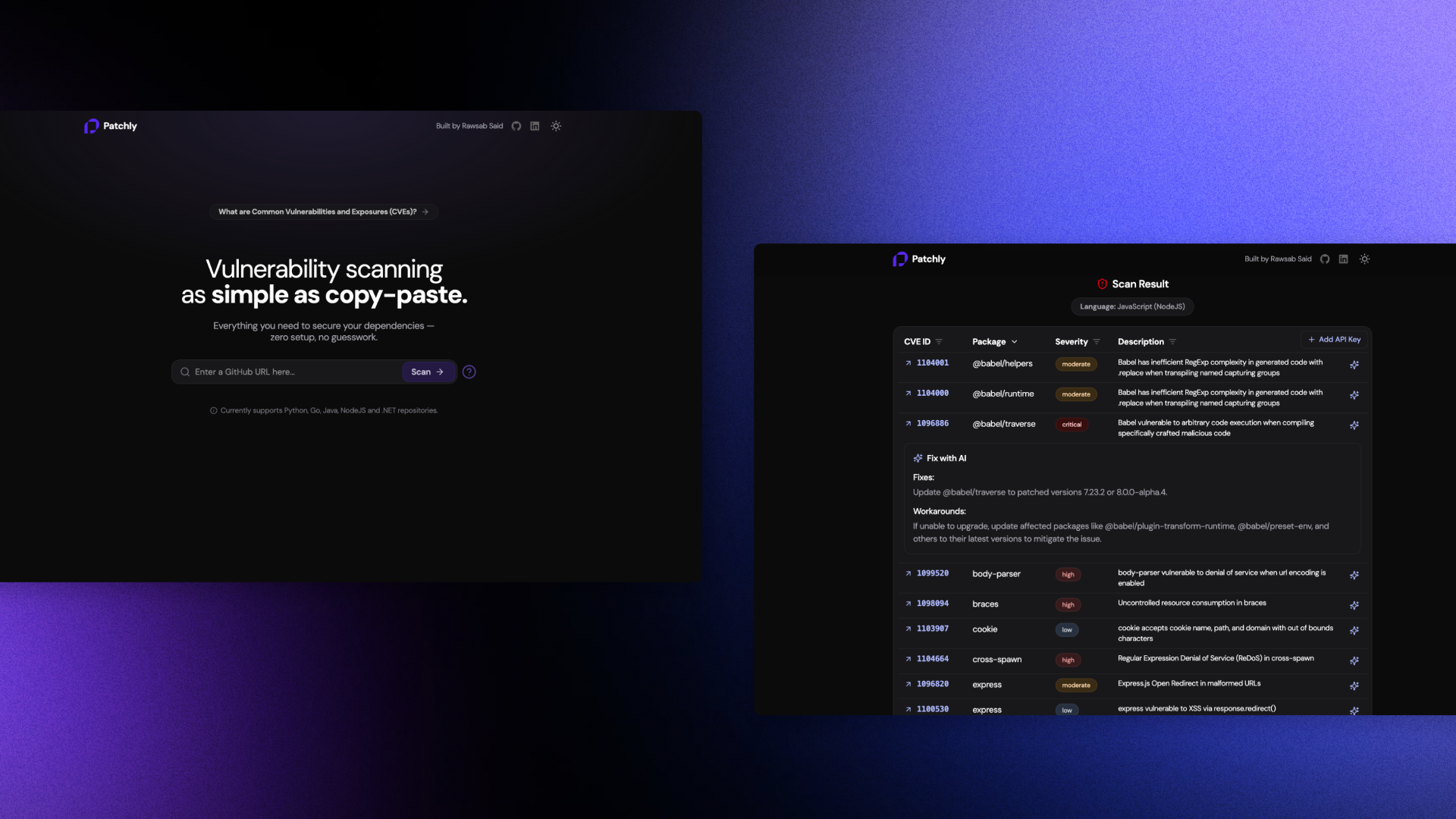 Patchly Key Screens